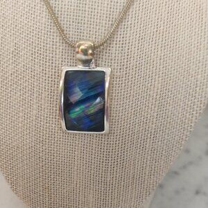 Kenneth Cole Silver Necklace with Iridescent Prism Pendant